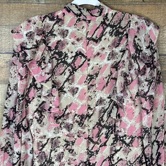 Walter Baker Zendaya Dress Handkerchief Hem Crop Sleeve Blushing Snake Size 8 - Picture 9 of 14